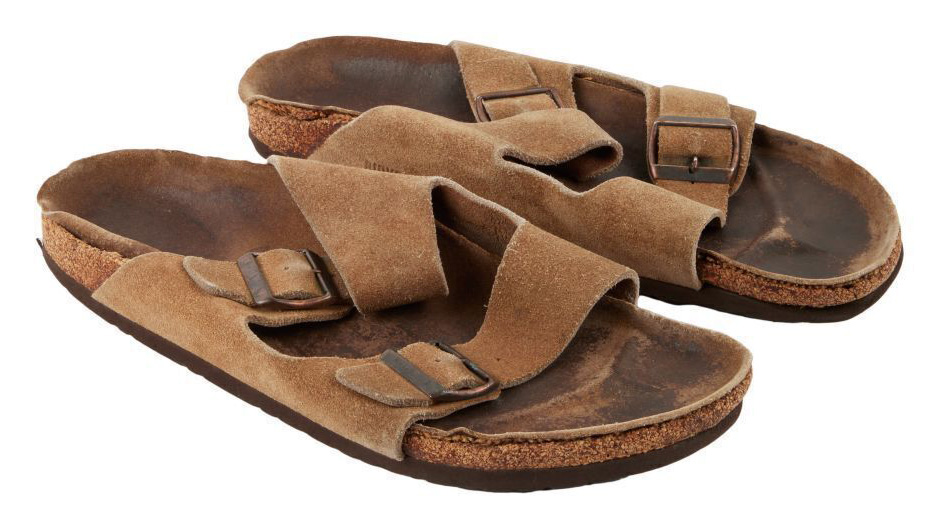 pair of brown birkenstock sandals - Steve Jobs
