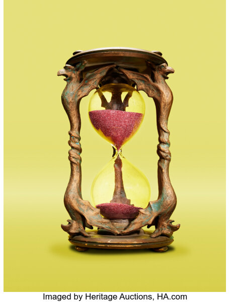 hourglass made of wood, paper-mache and glass used in the wizard of oz - Hollywood memorabilia