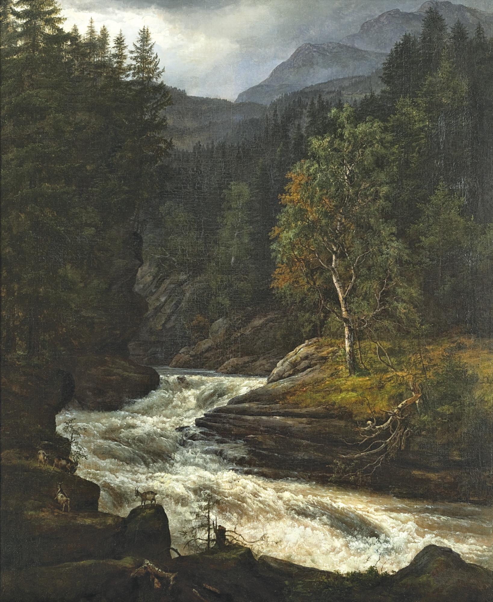 landscape with trees and a river