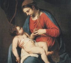 An Italian Baroque painting of a madonna and child