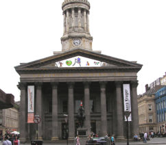 Glasgow's Gallery of Modern Art, along with the famous statue of the Duke of Wellington perpetually defaced by a traffic cone placed atop his head
