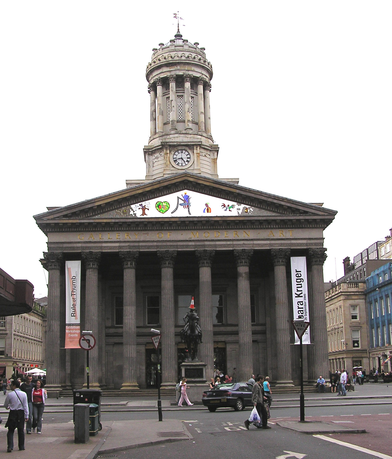 Glasgow's Gallery of Modern Art, along with the famous statue of the Duke of Wellington perpetually defaced by a traffic cone placed atop his head 