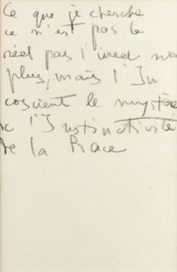 A page from the notebook of Amadeo Modigliani with a few lines written on it