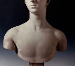 A marble bust by Emdé Bouchardon of a young man.