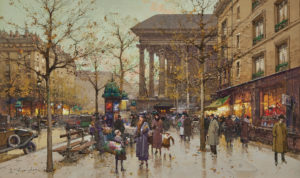 A painting of a Paris street scene