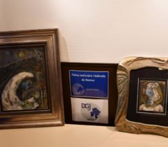 Two paintings, one by Picasso and the other by Chagall, displayed next to each other