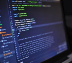 A screen with coding