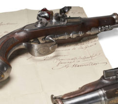 two pistols that were once owned by Alexander Hamilton that were sold from the Metropolitan Museum of Art