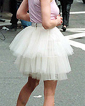 Jessica Sarah Parker in her white tutu on the street for the opening segment of Sex in the City