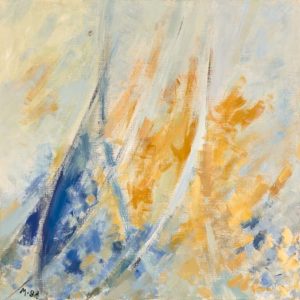 An untitled abstract painting mainly in blue and yellow