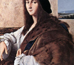 A Renaissance portrait of a young man with long hair and a black cap