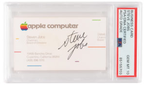 Steve Jobs 1983 business card adorned with Apple's emblem.