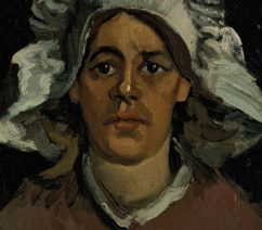 A nineteenth-century portrait of a Dutch peasant woman with a white bonnet