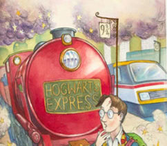 Harry Potter book cover original watercolor illustration from Harry Potter and the Philosophers stone