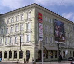 A large, pale stone building that houses the national gallery in Bratislava, Slovakia