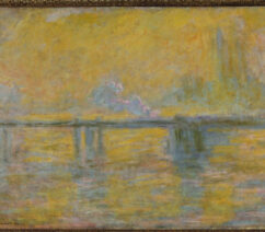 An Impressionist painting of Charing Cross Bridge crossing the River Thames in London.