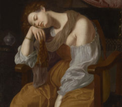 A 17th century painting by Artemisia Gentileschi of Mary Magdalene appearing contemplative