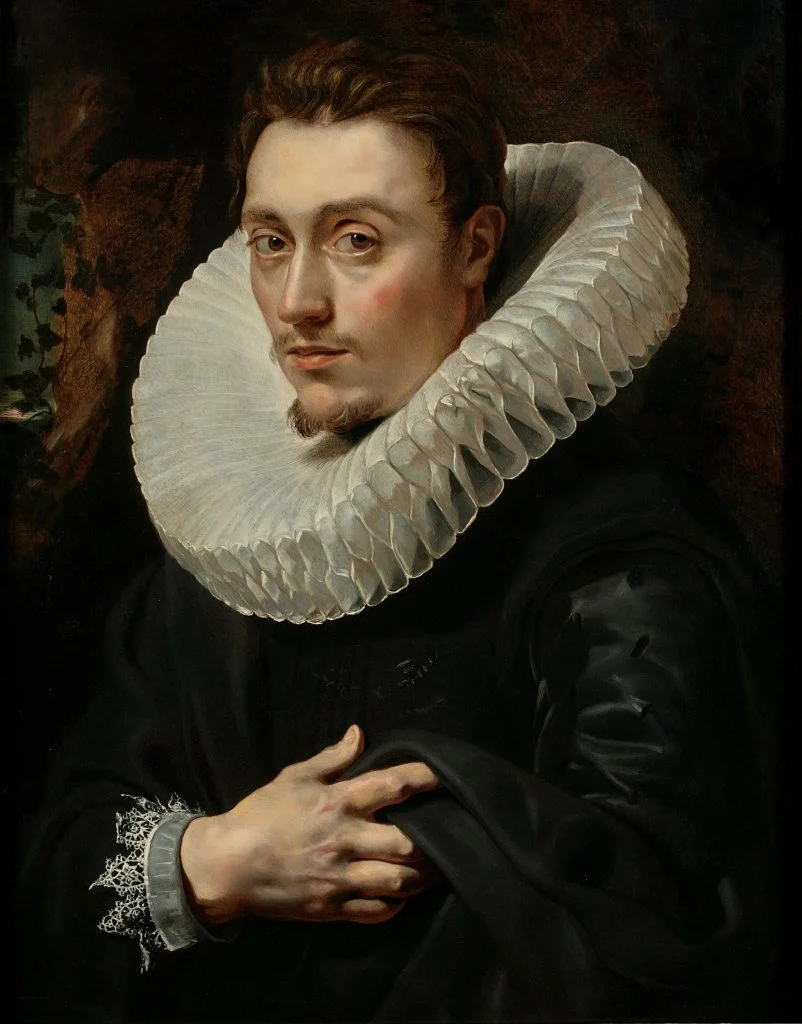 A 17th century portrait of a young man with a large white ruff.