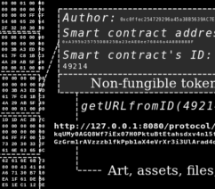 An example of blockchain code for an NFT, made of white digits on a black background.