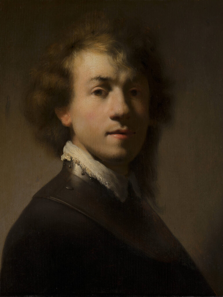 A 17th century portrait of a young man wearing a piece of armor around his neck.