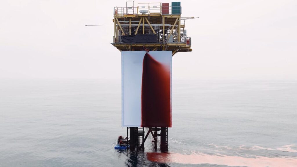 Butchered by Anish Kapoor, installed by Greenpeace activists on a North Sea oil rig