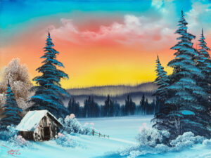 A winter landscape by Bob Ross