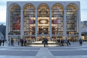 The facade of the Metropolitan Opera House in New York.