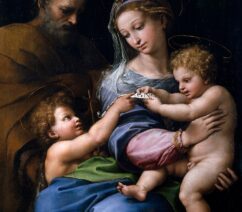 A painting of the Virgin Mary, the Baby Jesus, infant John the Baptist, and Saint Joseph.