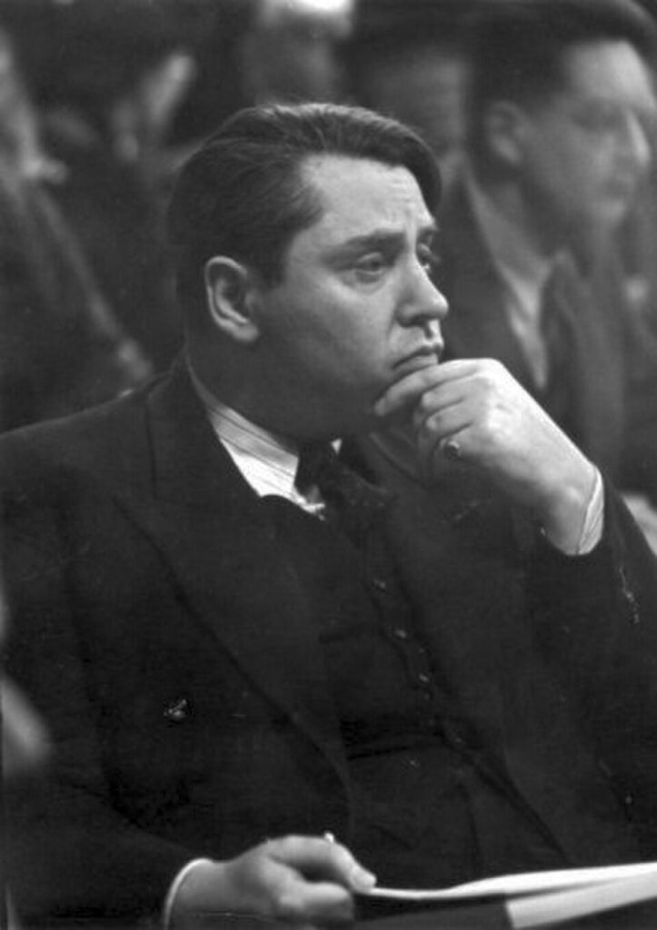 A black-and-white picture of a man in profile