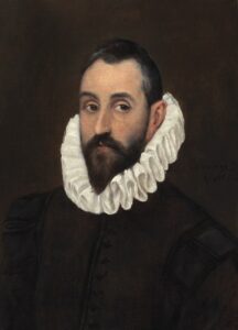 A 17th century portrait of a man in black with a white ruff.