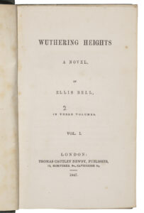 The title page of Wuthering Heights by Emily Brontë (using the pseudonym Ellis Bell)