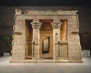 The front of a small Roman-era Egyptian temple