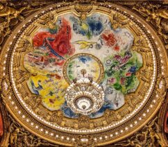 Marc Chagall's painting on the ceiling of the Palais Garnier, the main Paris opera house.