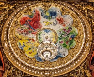 Marc Chagall's painting on the ceiling of the Palais Garnier, the main Paris opera house.