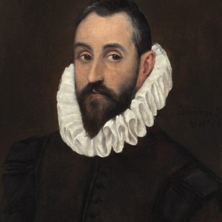 A 17th century portrait of a man in black with a white ruff.