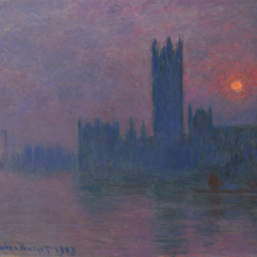 An impressionist work by Claude Monet of the British Parliament at the Palace of Westminster in London, sold at Christie's