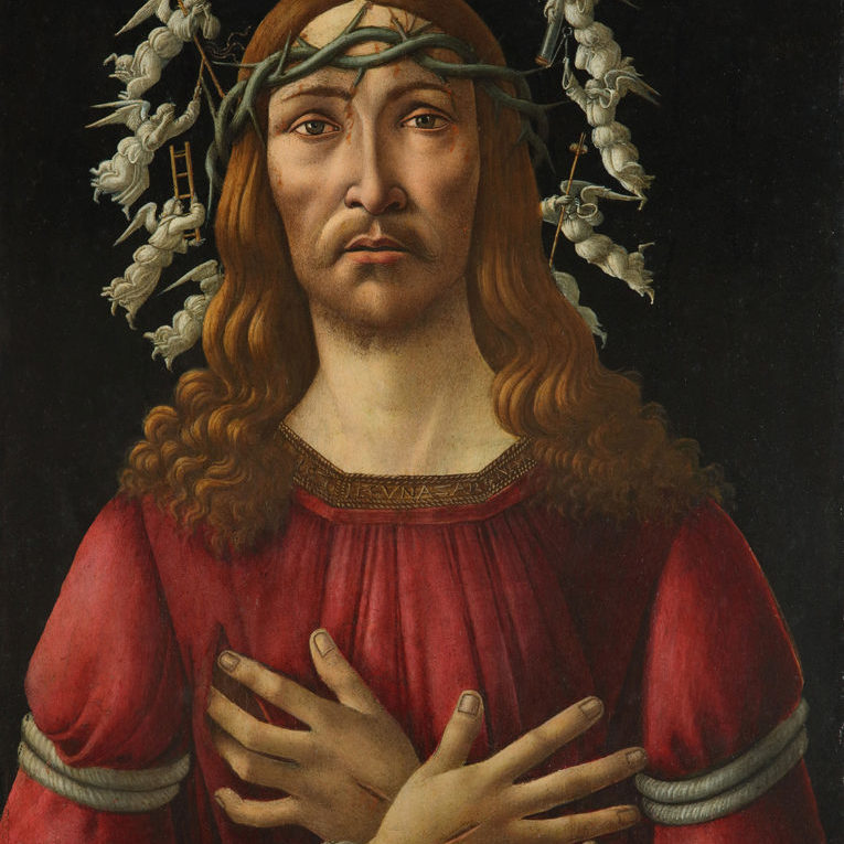 image of Christ with a halo of angels - Sandro Botticelli - The Man of Sorrows