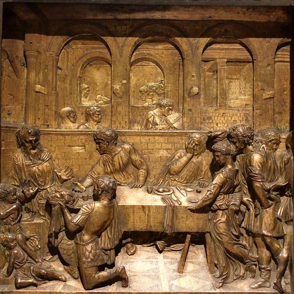 A Renaissance bronze relief executed by Donatello showing the head of John the Baptist presented to King Herod