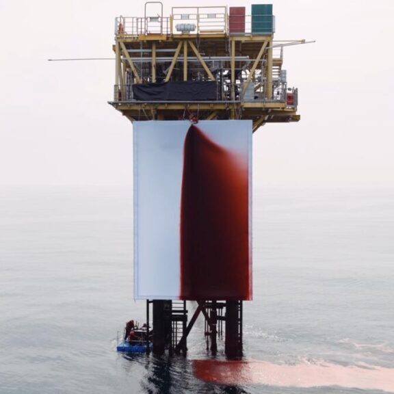 Butchered by Anish Kapoor, installed by Greenpeace activists on a North Sea oil rig