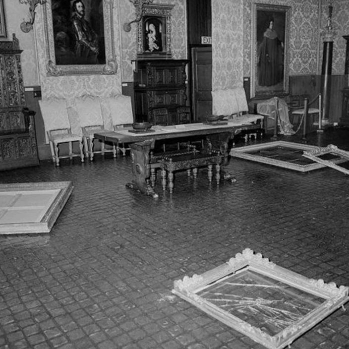interior of the Gardner Museum after the theft