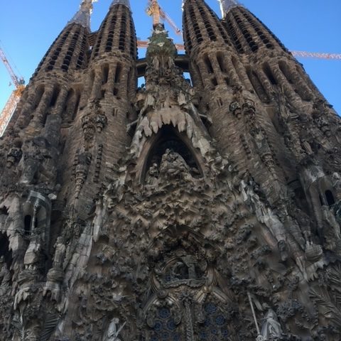 The northeast of the Sagrada Família basilica in Barcelona, designed by Antoni Gaudí