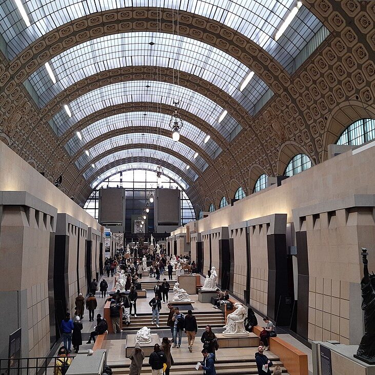 The interior of a museum's main hall.