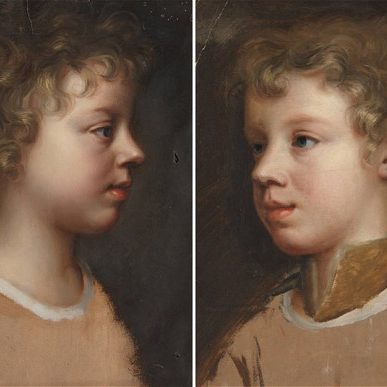 two portraits of children