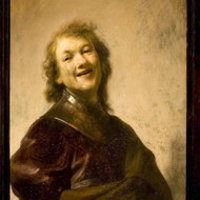 portrait of a laughing man by Rembrandt Getty Museum