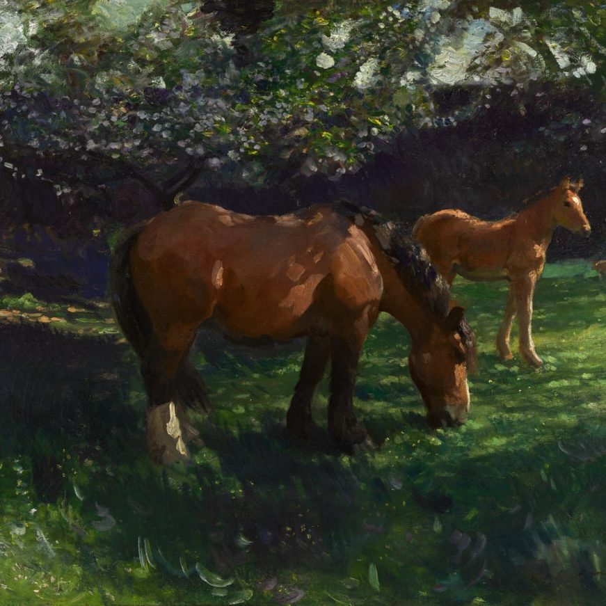 Munning’s Springtime, Apple Blossom with a Mare and Foal