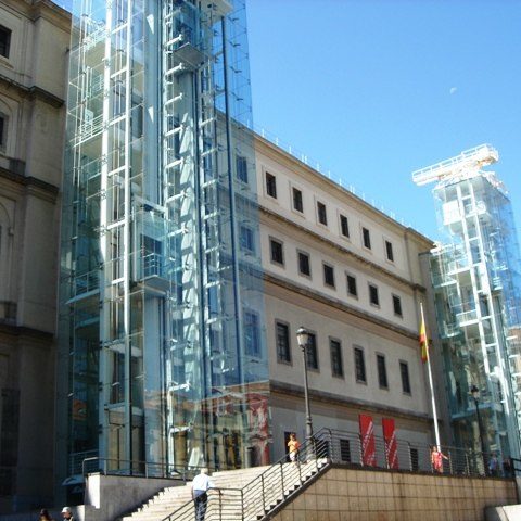 An exterior shot of the Museo Nacional Centro de Arte Reina Sofía (Queen Sofía National Museum Art Center), simply just called the Reina Sofía