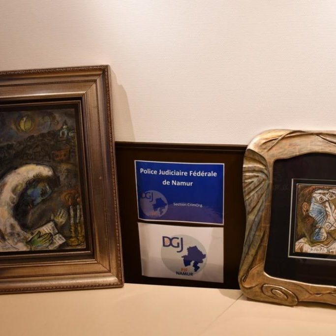 Two paintings, one by Picasso and the other by Chagall, displayed next to each other