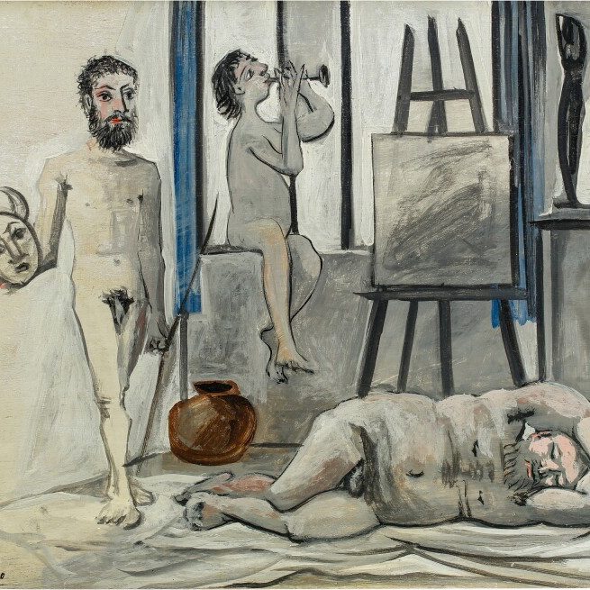 A 1942 painting by Pablo Picasso of three nude men of varying ages sold at Sotheby's