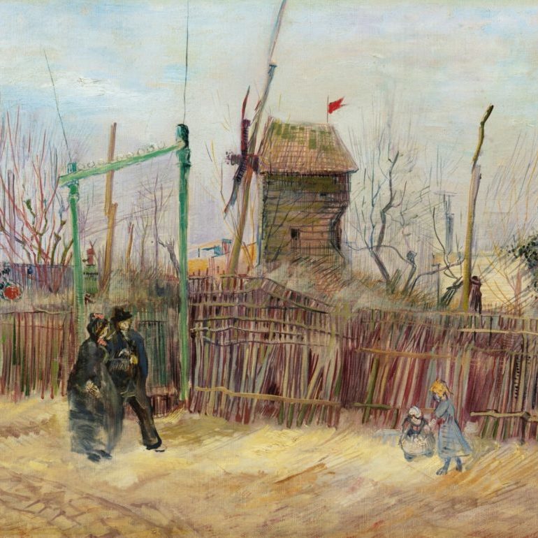 landscape with people and a windmill