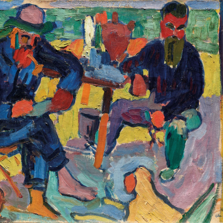A colorful, Fauvist double portrait of the artists Henri Matisse and Étienne Terrus.